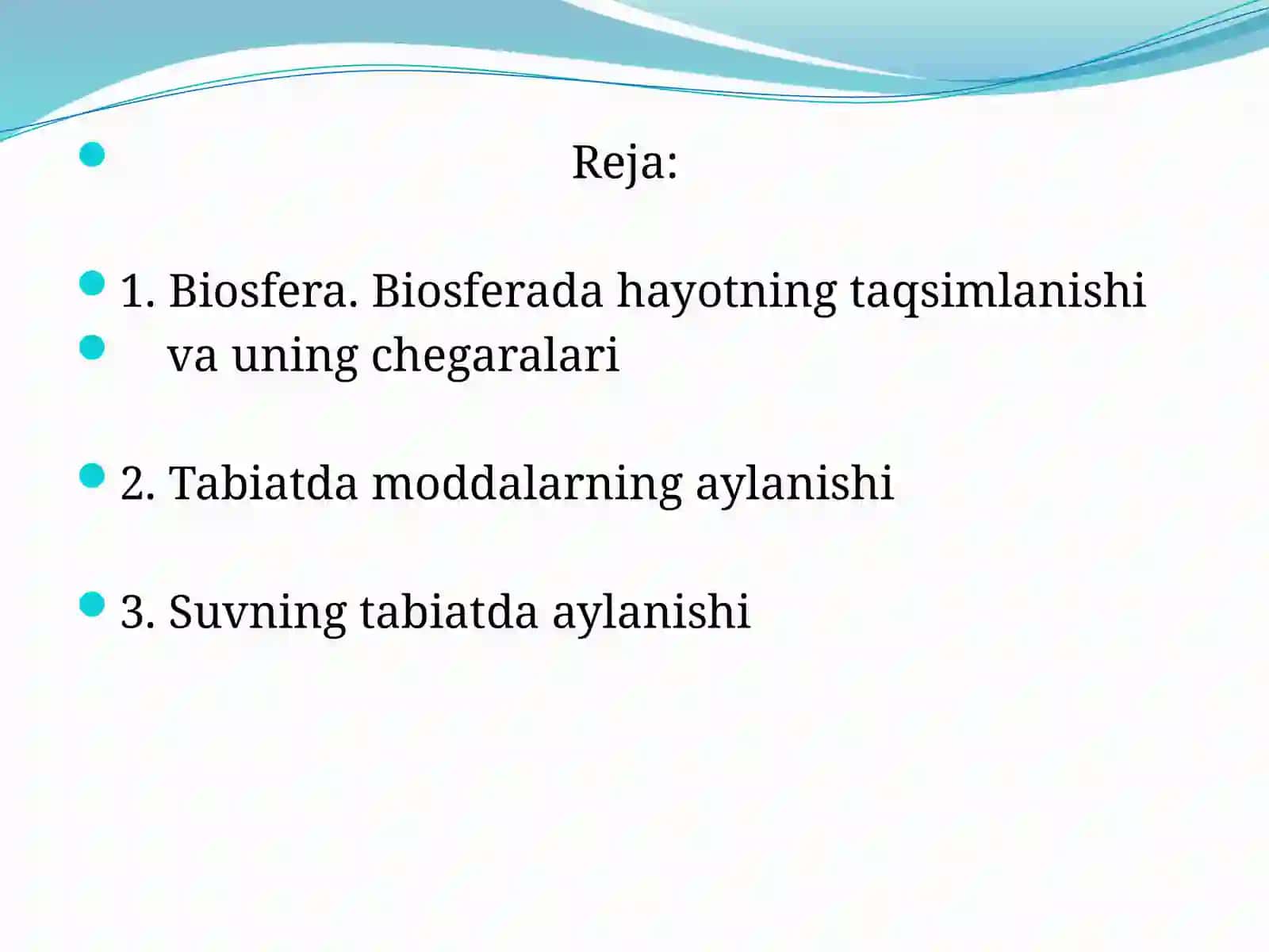 Dalerning Ekologiya fanidan “Biosfera. Biosferaning asosiy funksiyalari va tarkibi” mavzusida 2