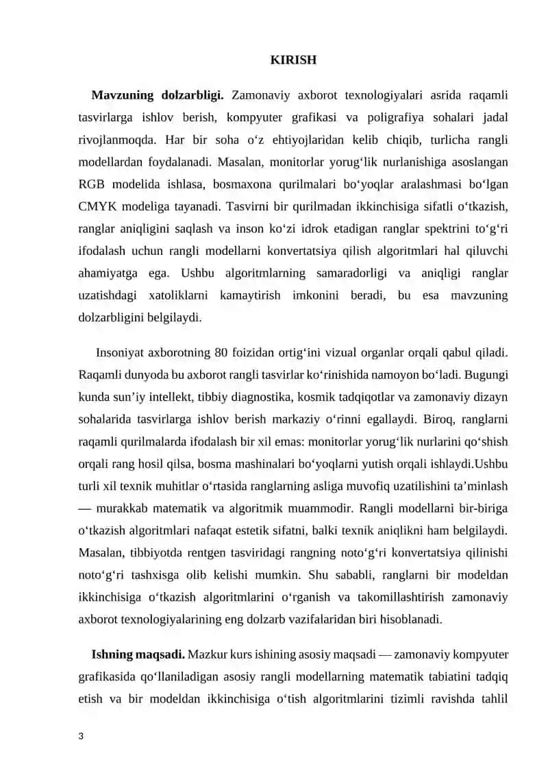 BIR RANG MODELIDAN BOSHQASIGA O’TISH ALGORITMLARI 2