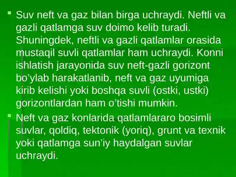 NEFT VA GAZ KONLARIDAGI YER OSTI SUVLARI 2