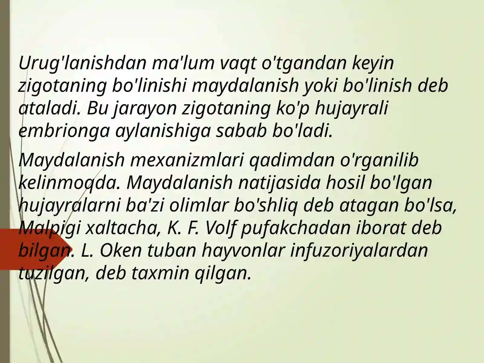 IMPLANTATSIYA. MAYDALANISH. BLASTULA, MORULA, NEYRULA. GASTRULA VA UNING TIPLARI. EMBRIONAL VARAQLARINI HOSIL BO’LISHI 2