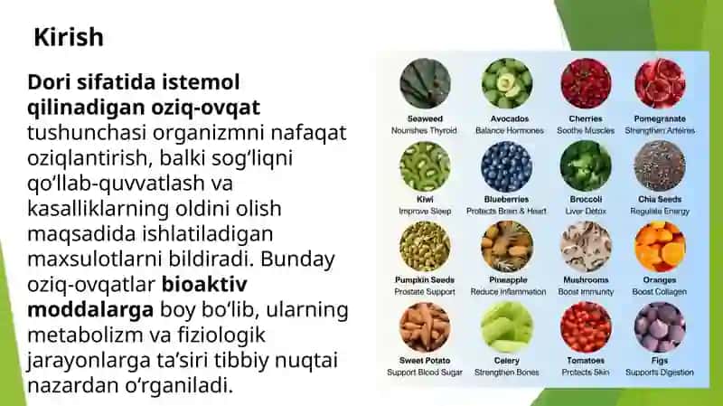 Dori sifatida istemol qilinadigan oziq-ovqat maxsulotlari 2