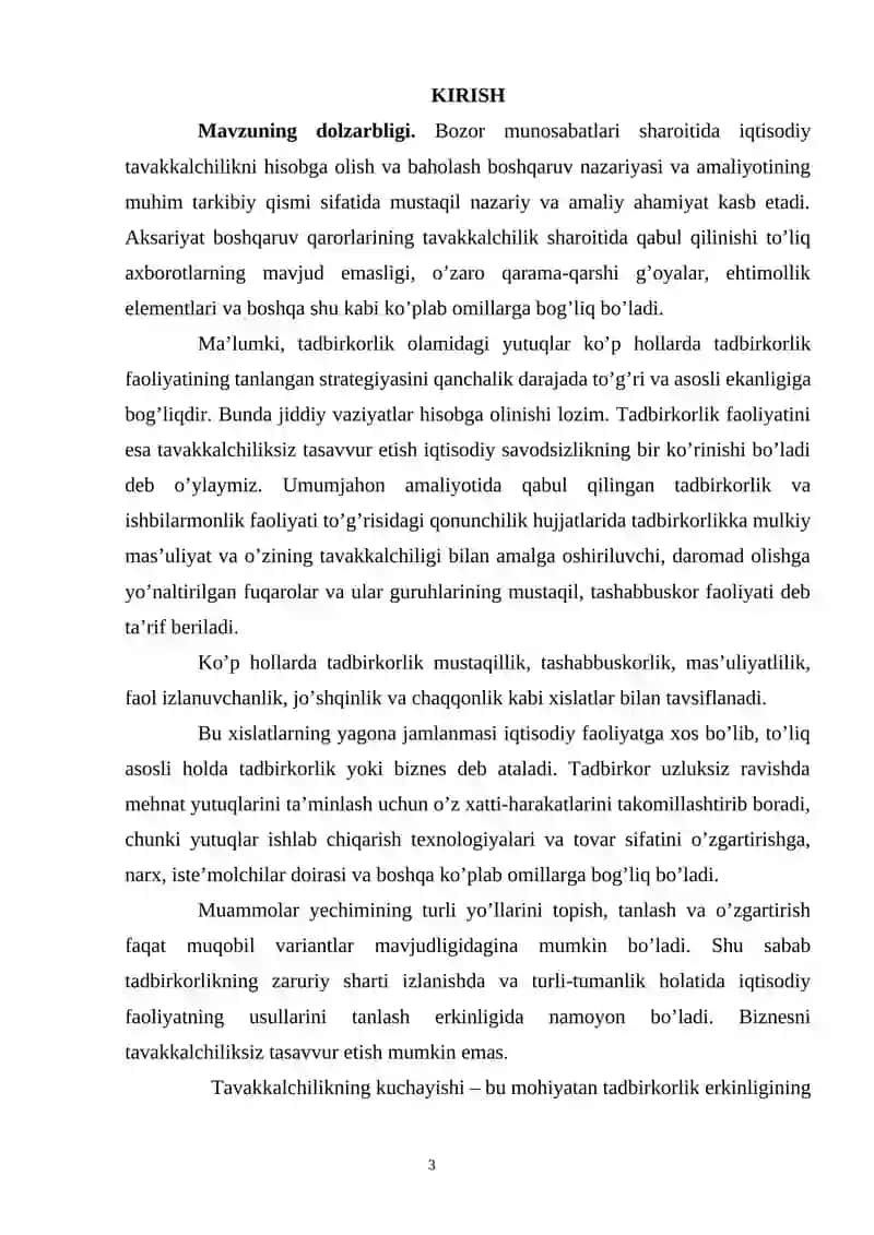 TAVAKKALCHILIKNI VUJUDGA KELISHI VA UNI O`LCHASH 2