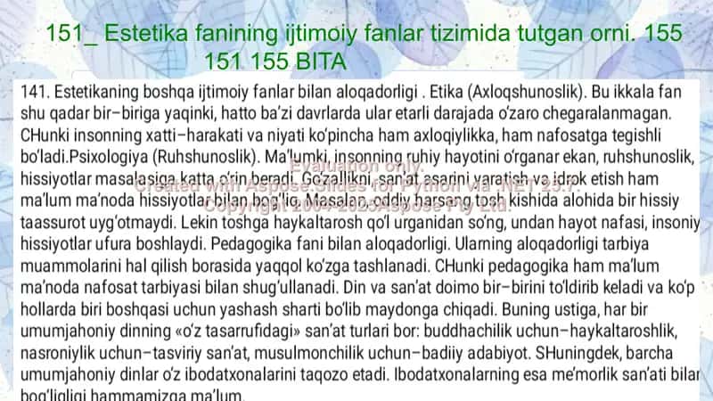Estetika fanining ijtimoiy fanlar tizimida tutgan orni 2