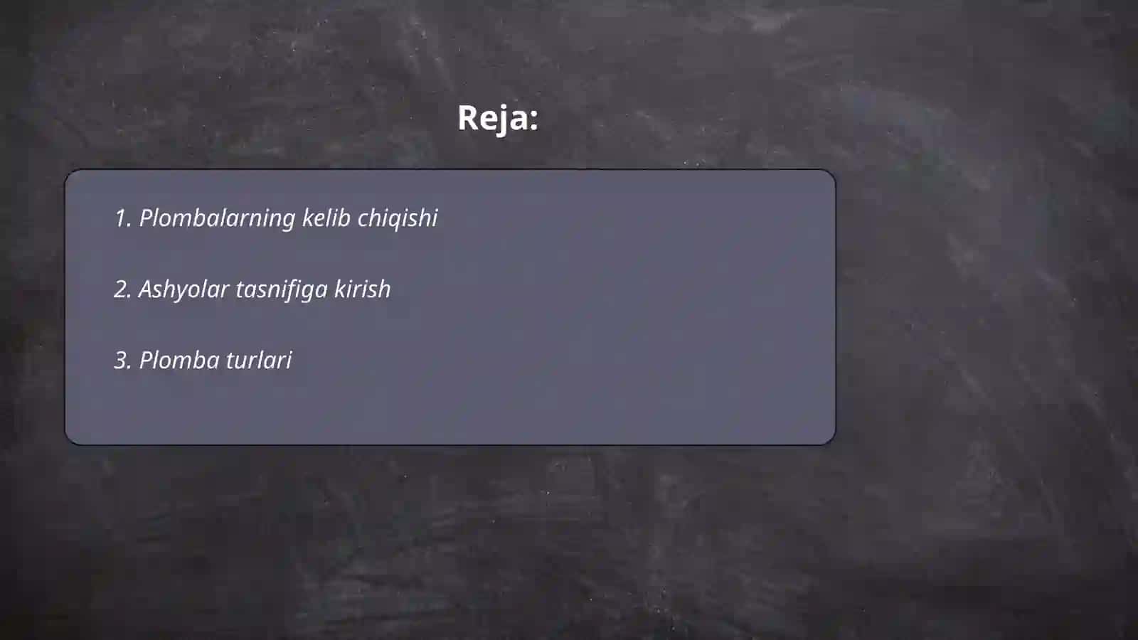 Plomba Ashyolarining tasnifi 2