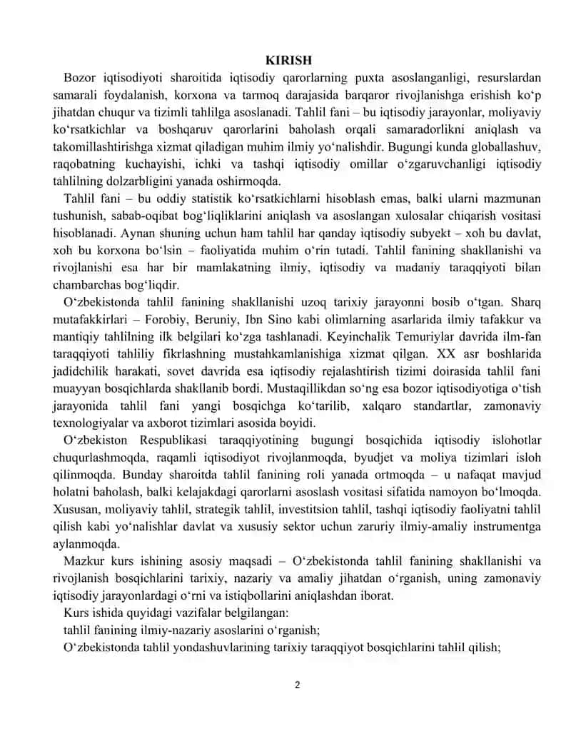 O‘zbekistonda moliyaviy tahlil fanining vujudga kelishi va rivojlanishii 2