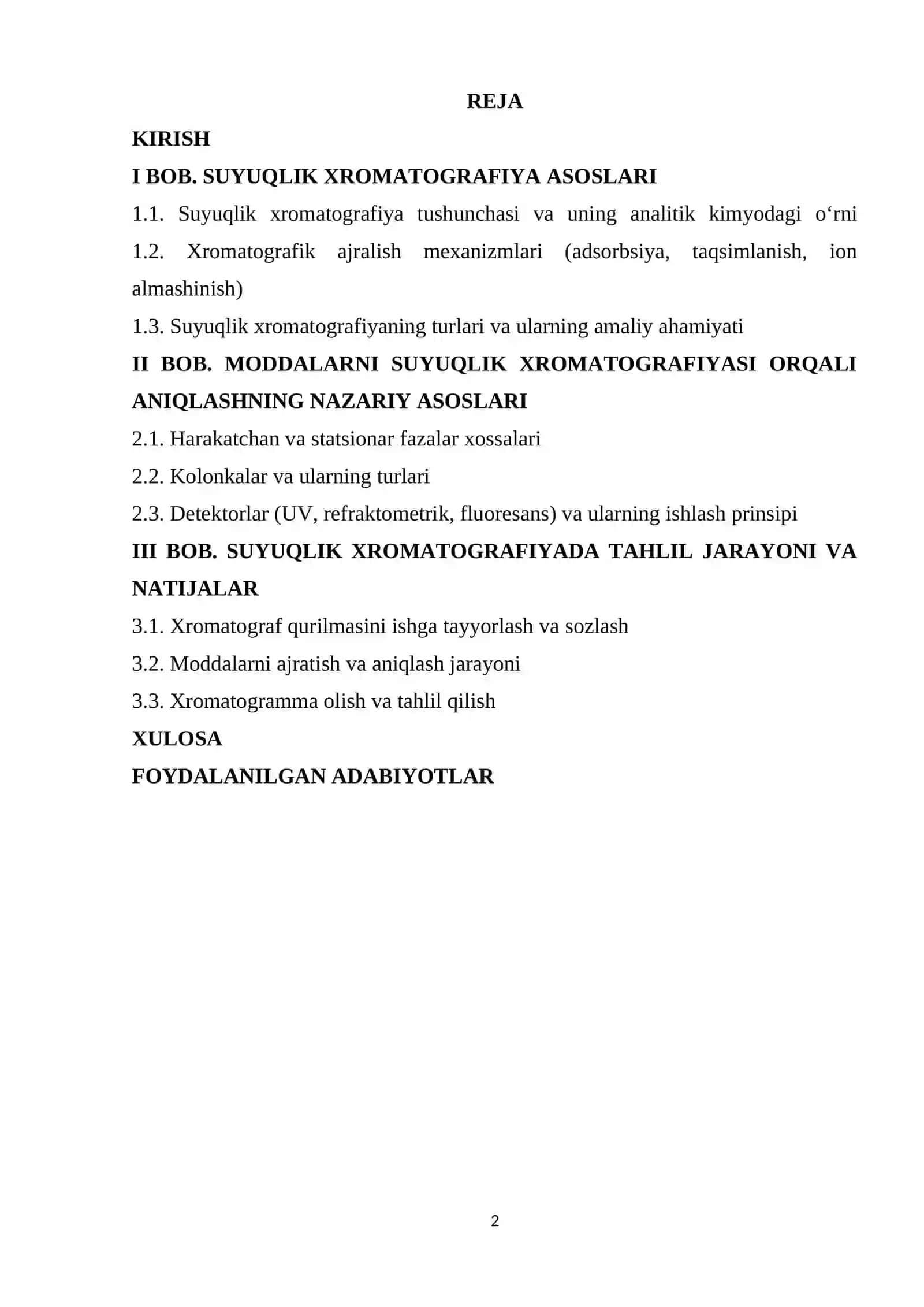 Suyuqlik xromatografiya usullari yordamida moddalar analizi 2