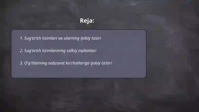 Sabzavot ekinlariniyetishtirishda ijobiy va salbiy tasiri 2
