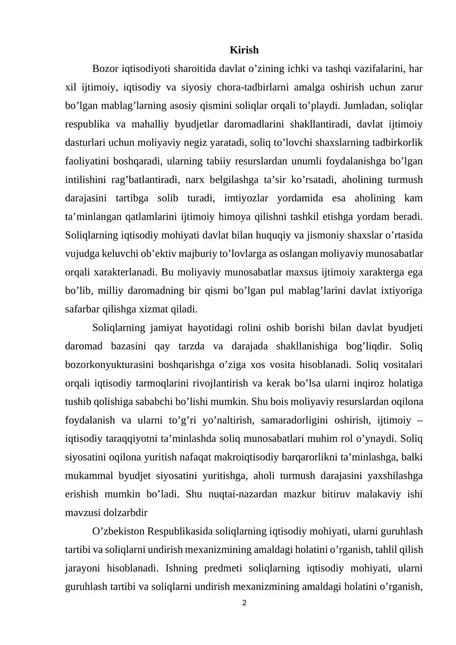 Bozor iqtisodiyoti sharoitida soliqlar va ularning vazifalar 2