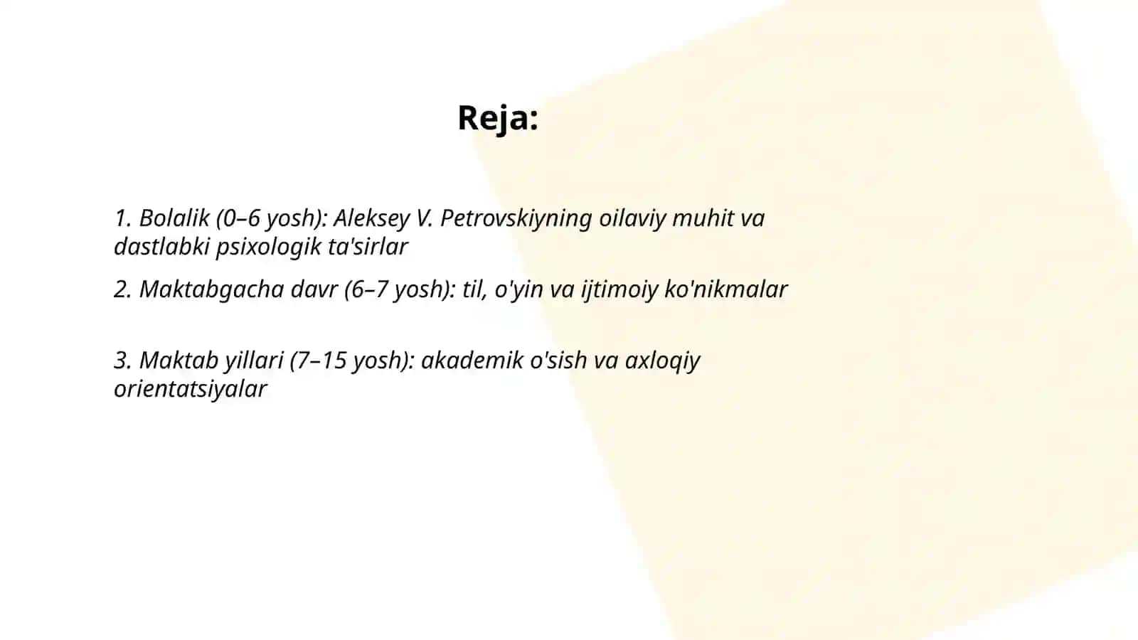 Aleksey Vladimirovich Petrovskiy shaxsning shakllanishi bosqichlari 2