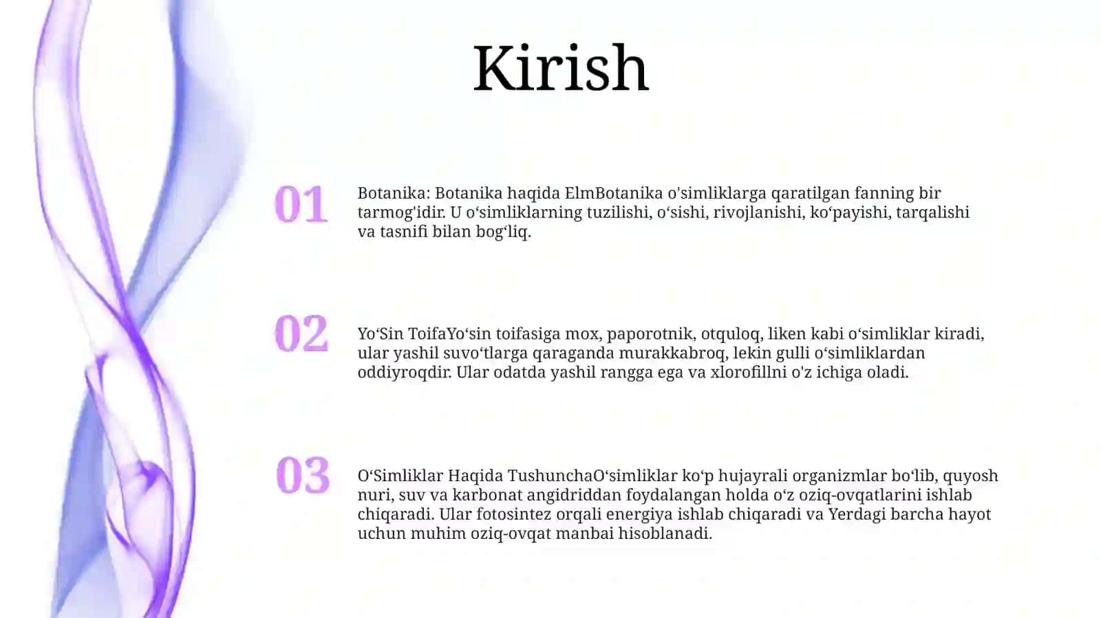 YoʻSin Toifa OʻSimliklar Haqda Tushuncha 2