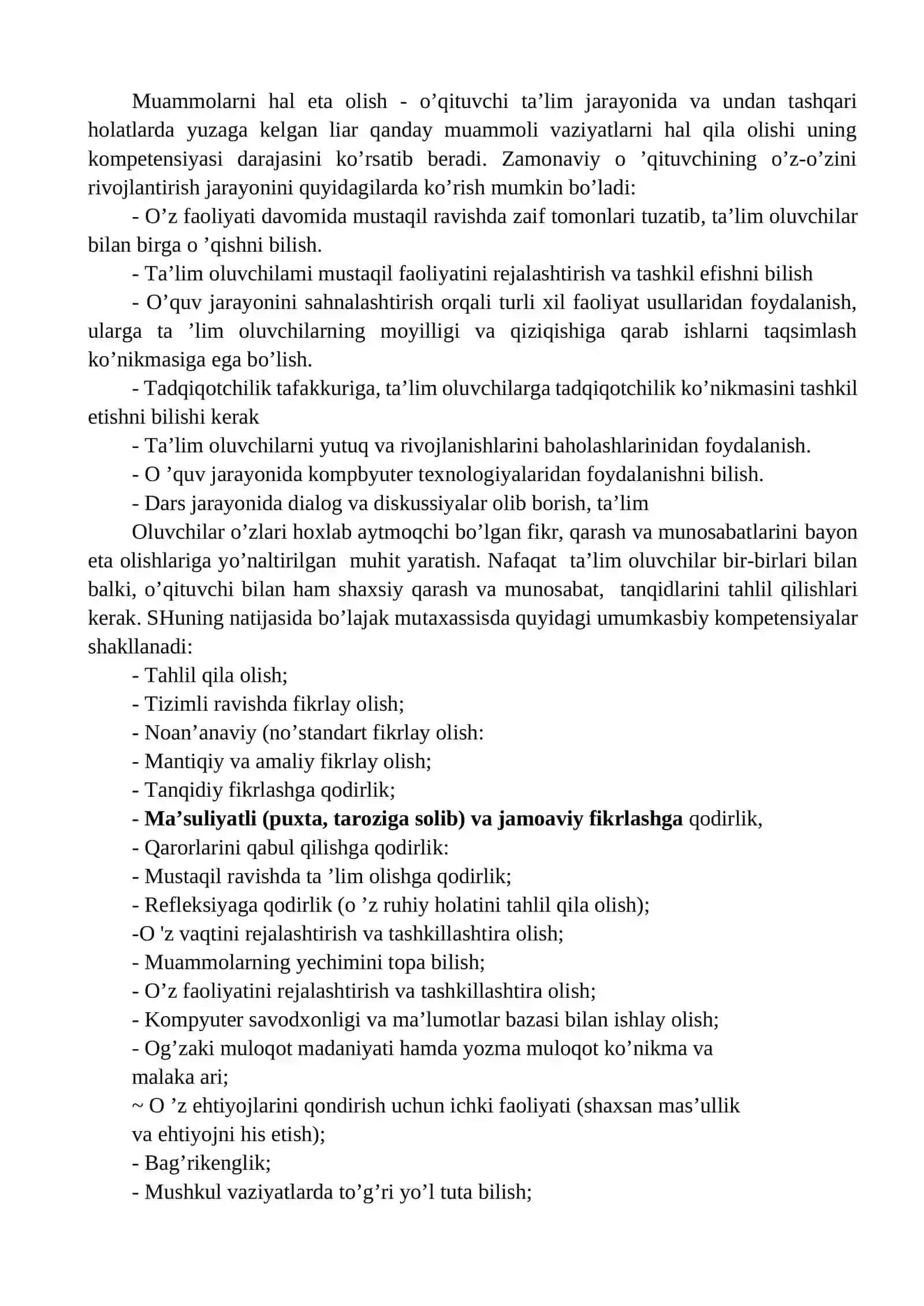 Bo’lajak o’qituvchilarda kasbiv pedagoglik kompetentlikni rivojlantirishning amaliy mohiyati 2