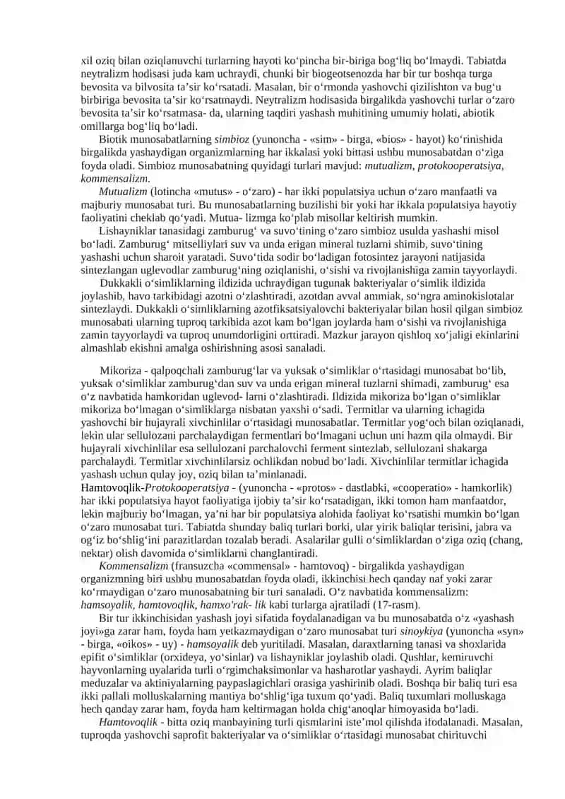 MUHITNING BIOTIK OMILLARI. TUR VA POPULIYATSIYANING EKOLOGIK TAʼRIFI 2