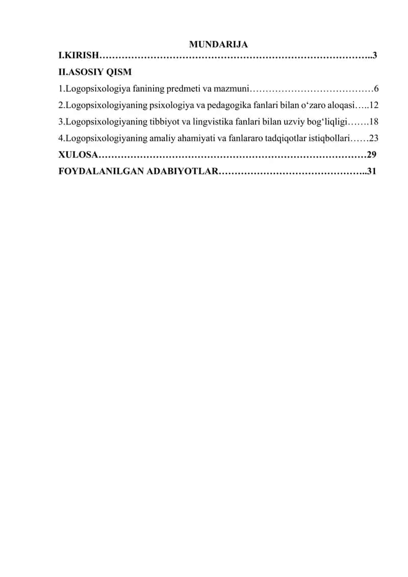 Logopsixologiya fanining boshqa fanlar bilan aloqasi. 2