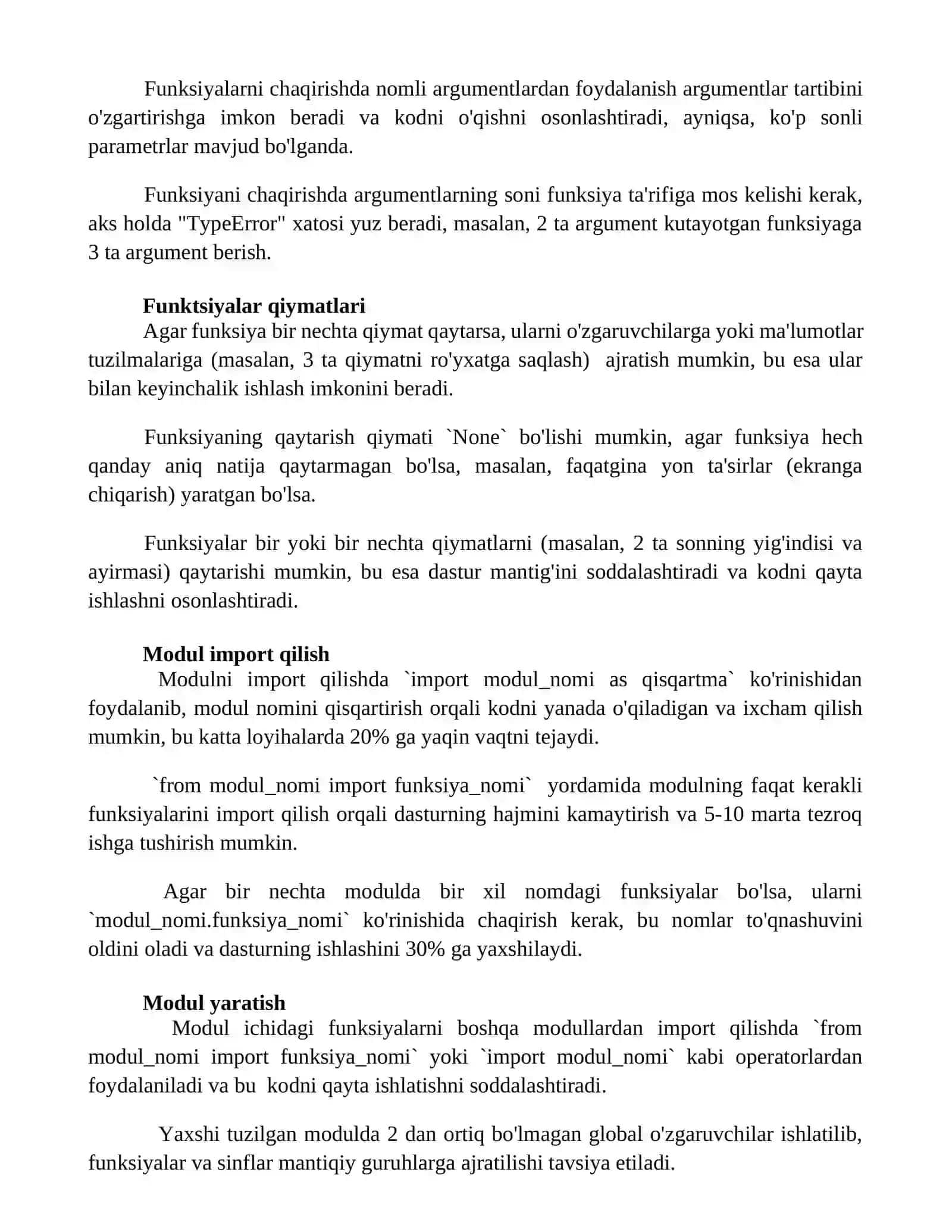 Funktsiyalar va Modullar 2