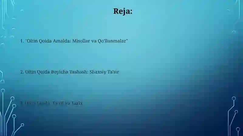 Oltin Qoida Amalda: Misollar va Qo'llanmalar 2