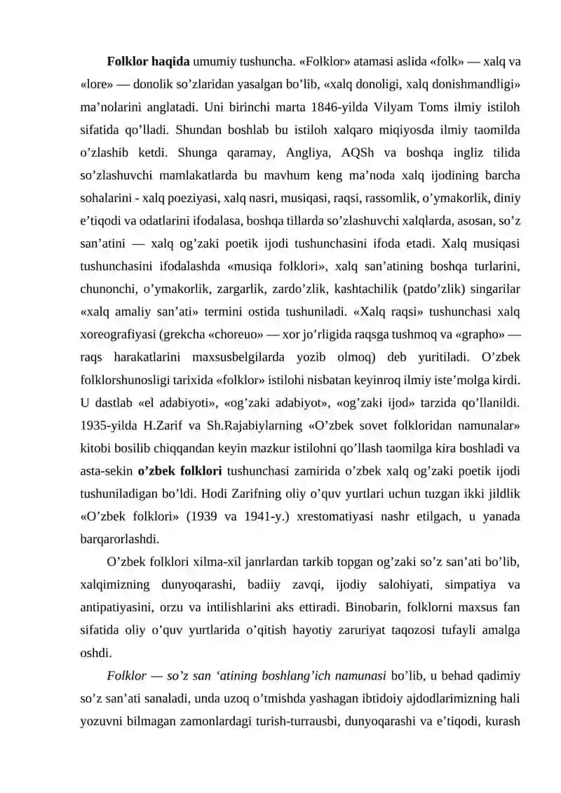 Folklor haqida umumiy tushuncha 2