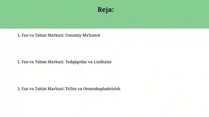 Ilm fan va tabiat markazi 2