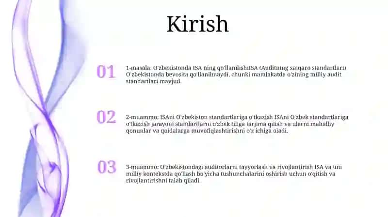ISA ning qo'llanilishi O'zbekistonda 2