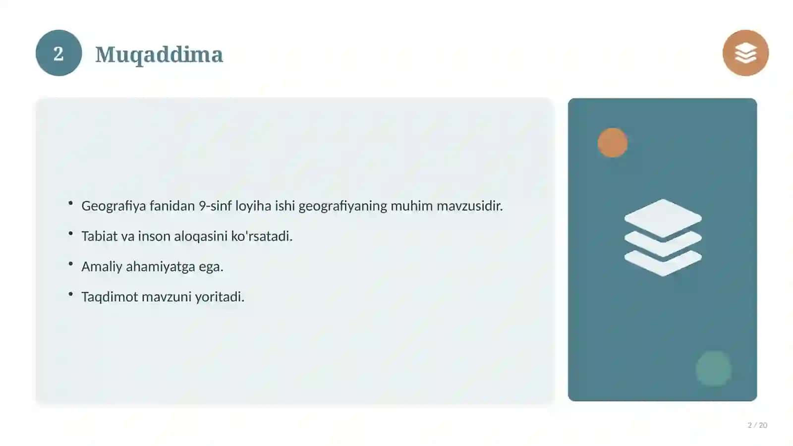 Geografiya fanidan 9-sinf loyiha ishi 2