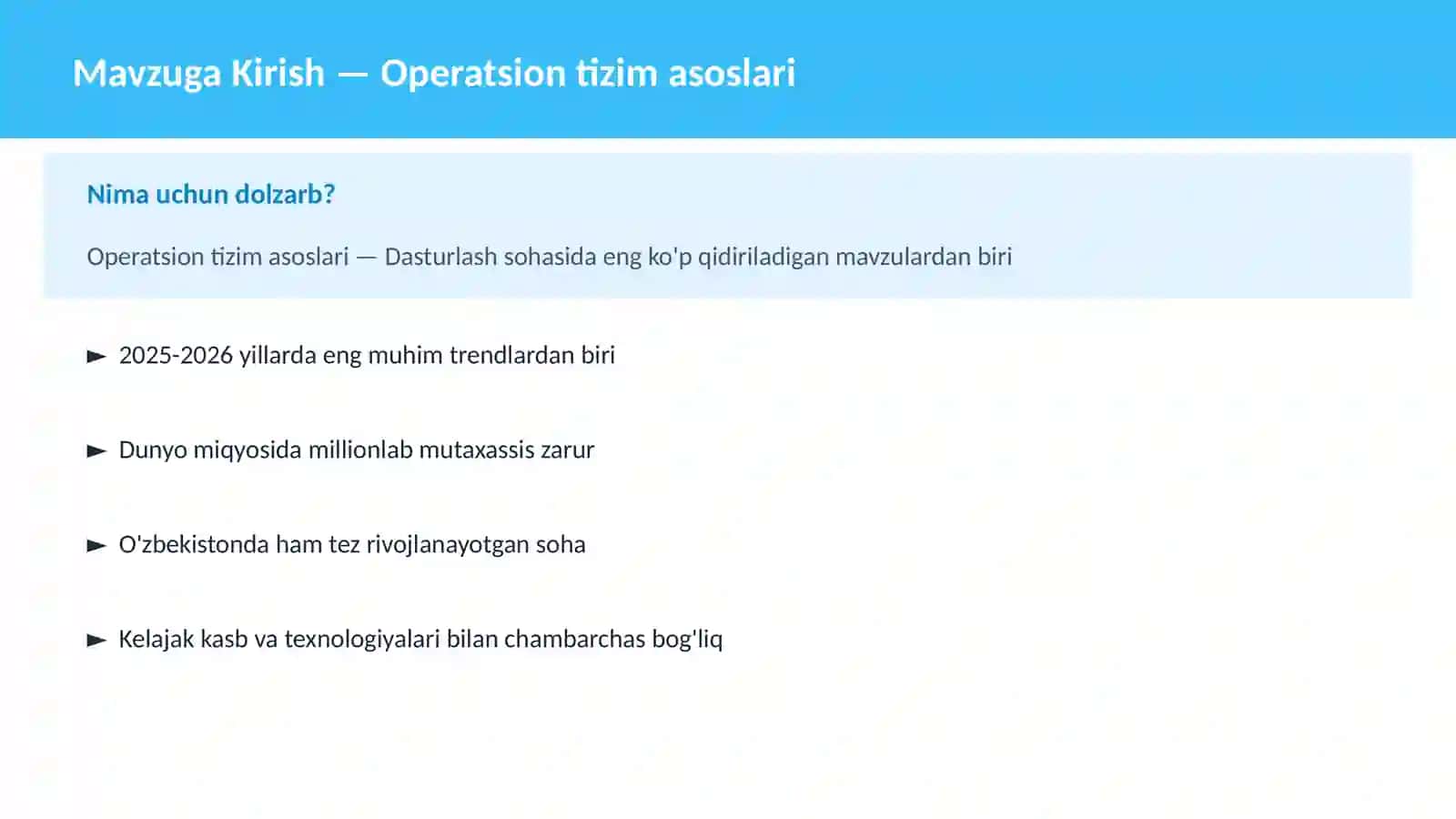 Operatsion tizim asoslari 2