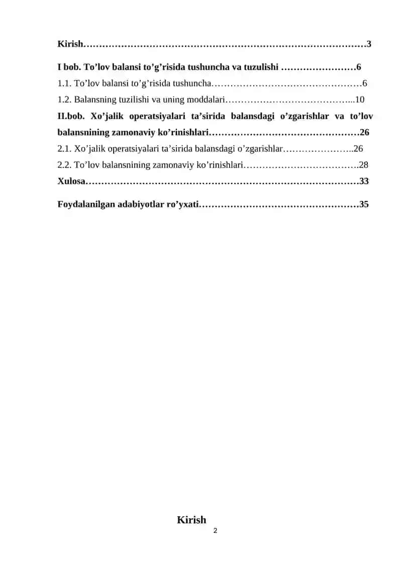 O'zbekiston Respublikasi to'lov balansi 2