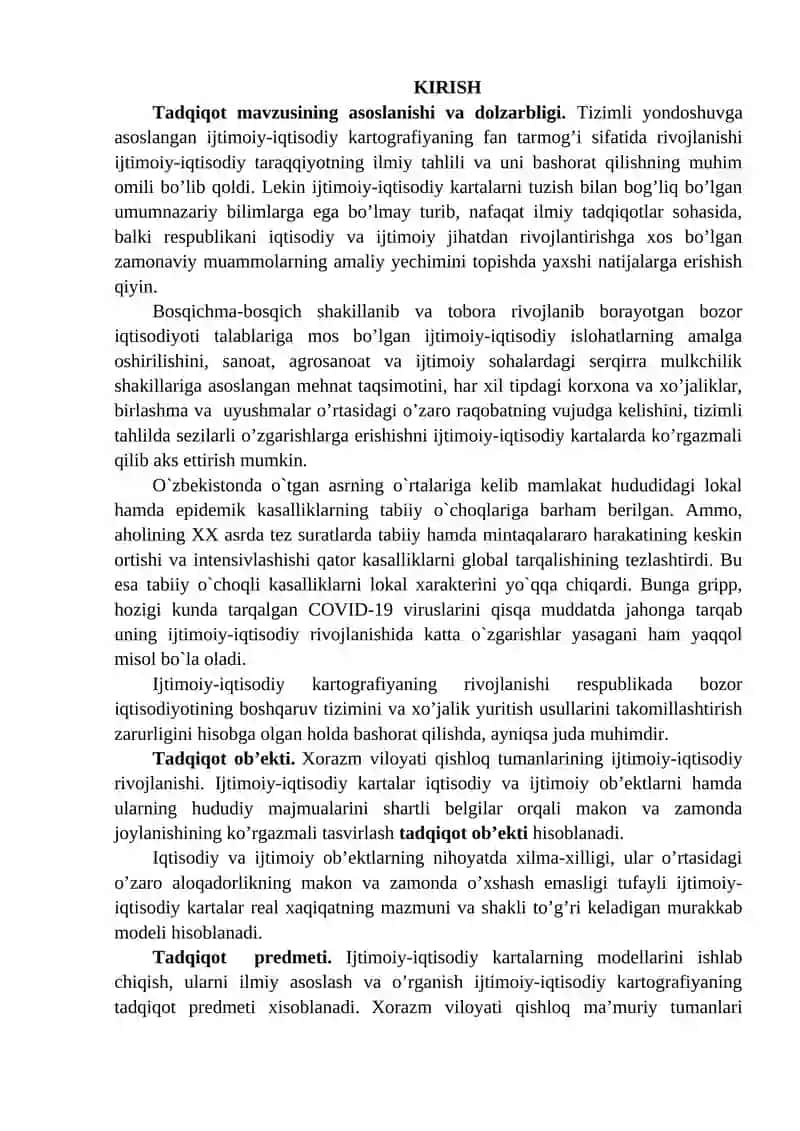 QISHLOQ, MA’MURIY TUMANLARNING YIRIK MASSHTABLI IJTIMOIY-IQTISODIY KARTALARINI TUZISH 2