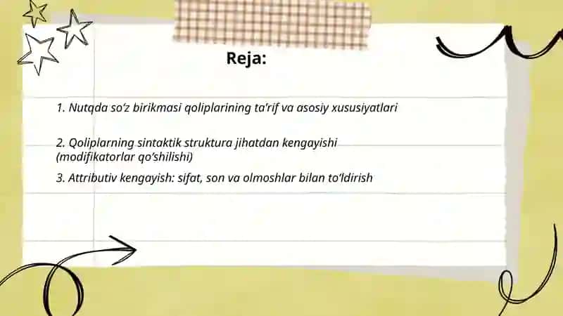 Nutqda soʻz birikmasi qoliplarining kengayishi 2