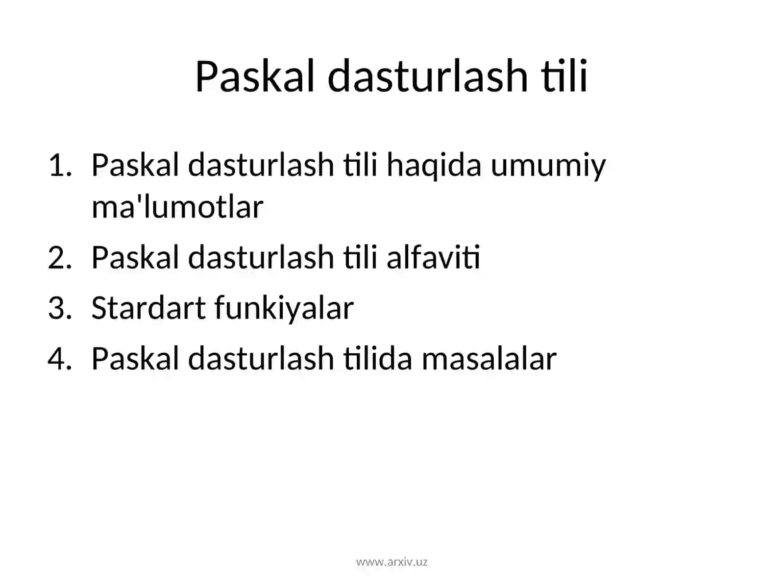 Paskal dasturlash tili 2