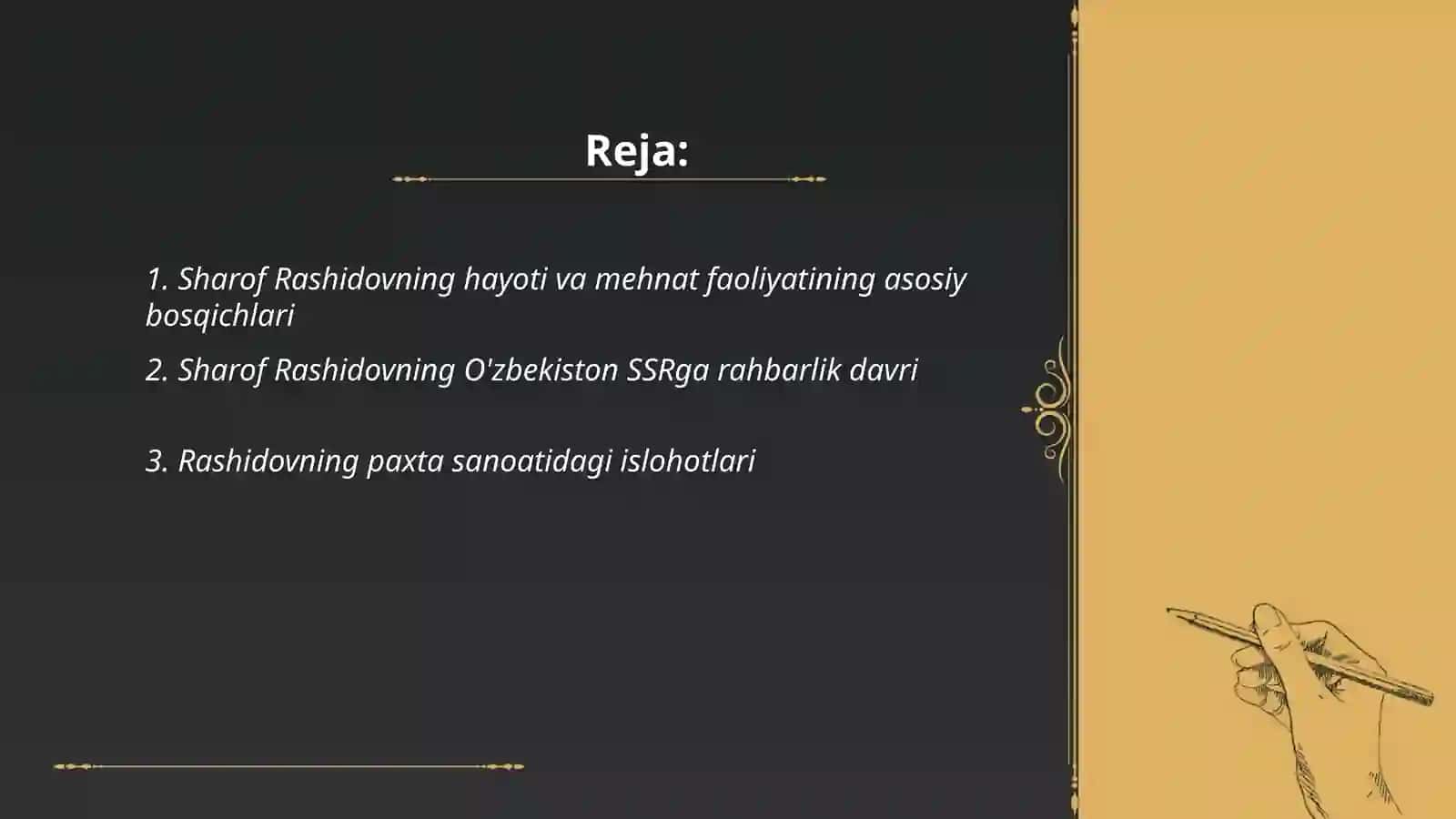 Sharof Rashidov faoliyati mavzusini o'qitish 2