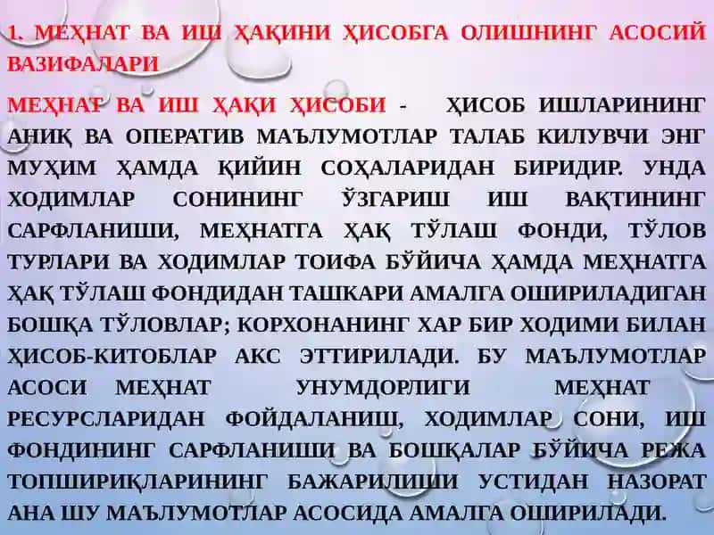 Меҳнат ва иш ҳақиҳисоби 2