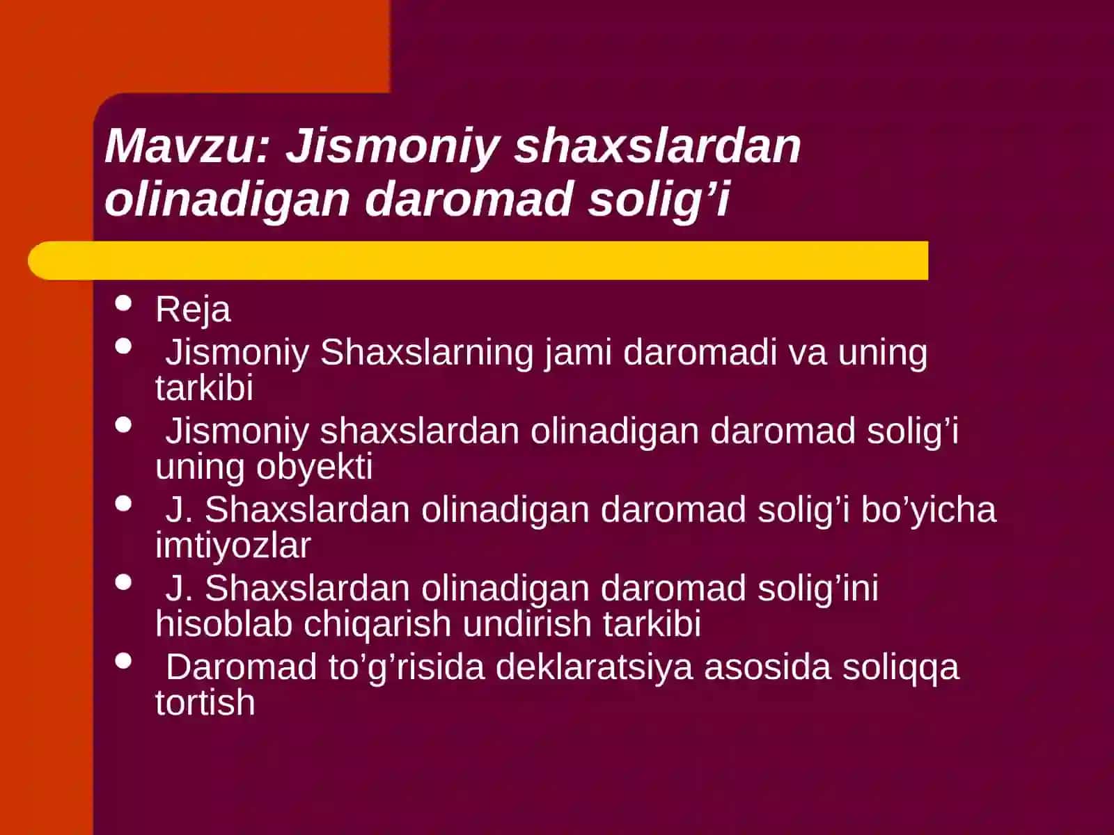 Jismoniy shaxslardan olinadigan daromad solig’i 2