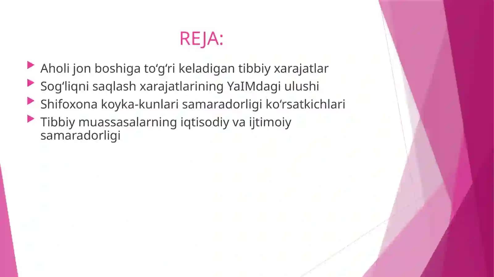 Sog'liqni saqlash iqtisodiyoti koʻrsatkichlarini hisoblash 2