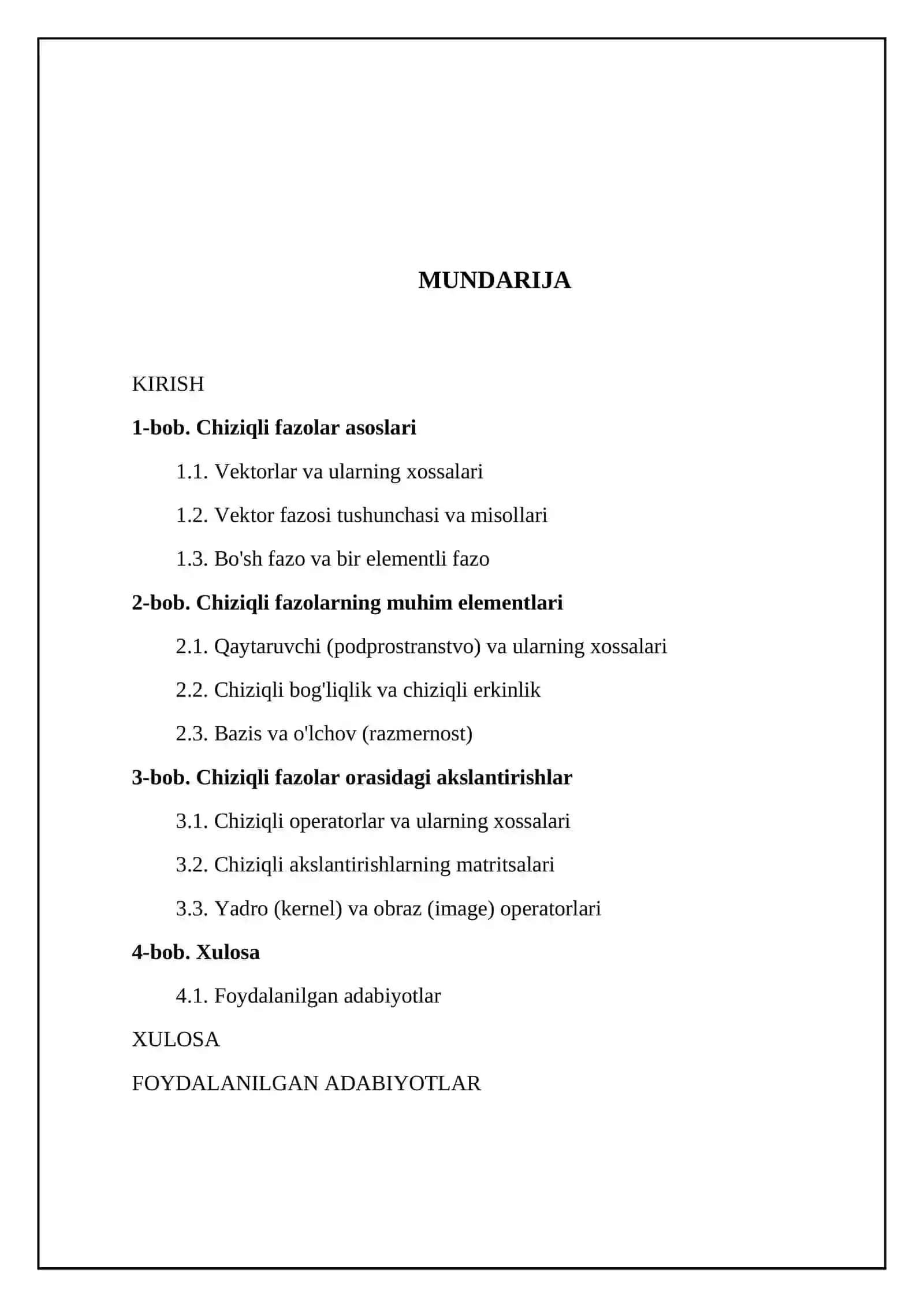 Chiziqli fazo 2