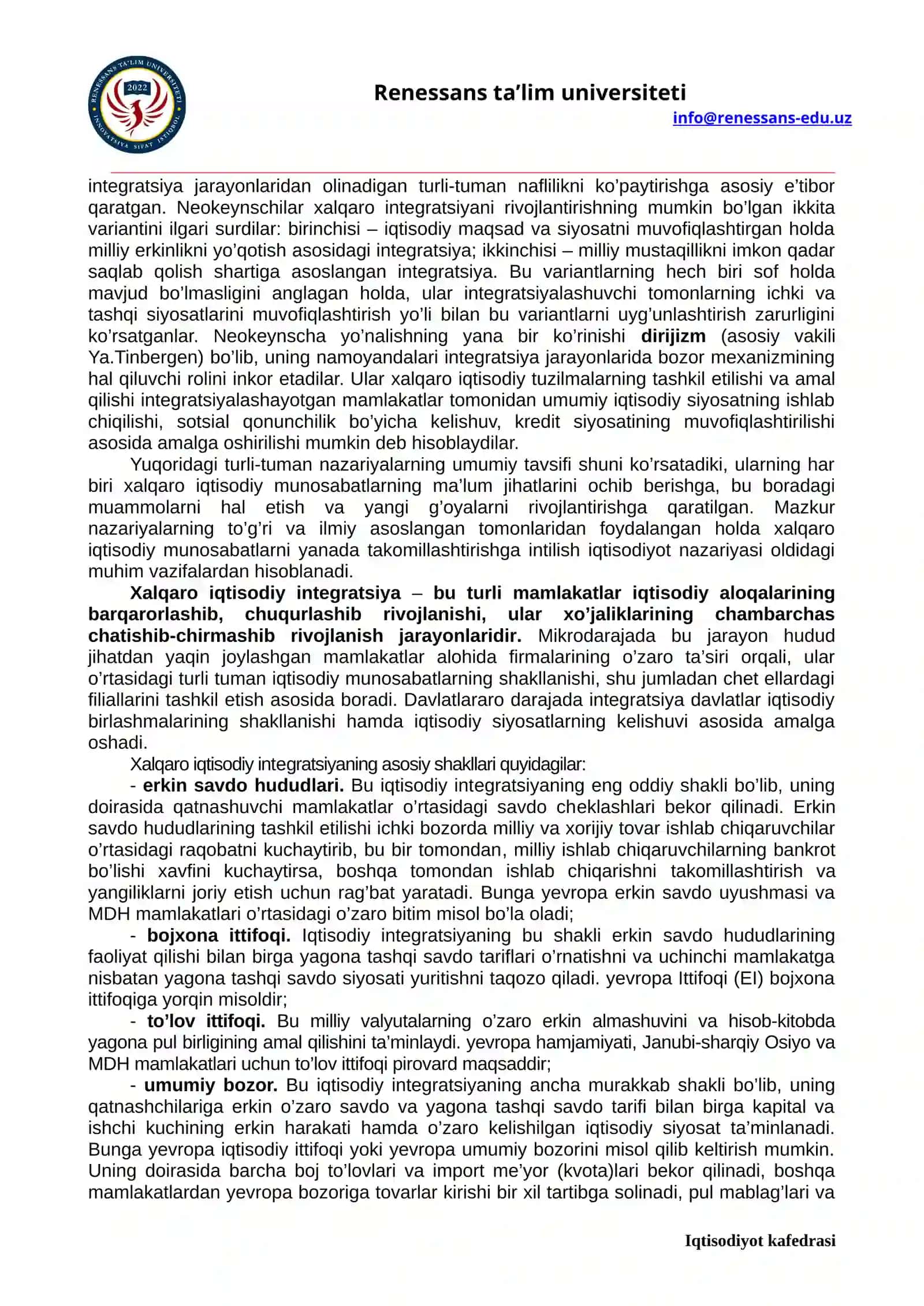 23 mavzu. Xalqaro iqtisodiy munosabatlar va uning shakllanishi 2