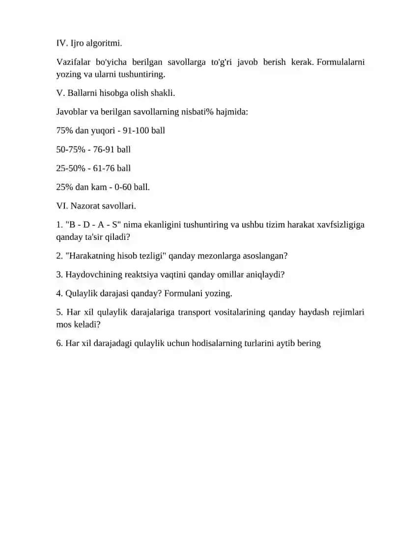 Amaliy mashg‘ulot №5 (4 soat) 2