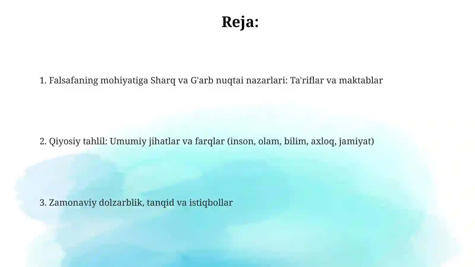 Falsafaning mohiyatiga oid Sharq va Gʻarb mutafakkirlari taʼriflariga tasniflash 2