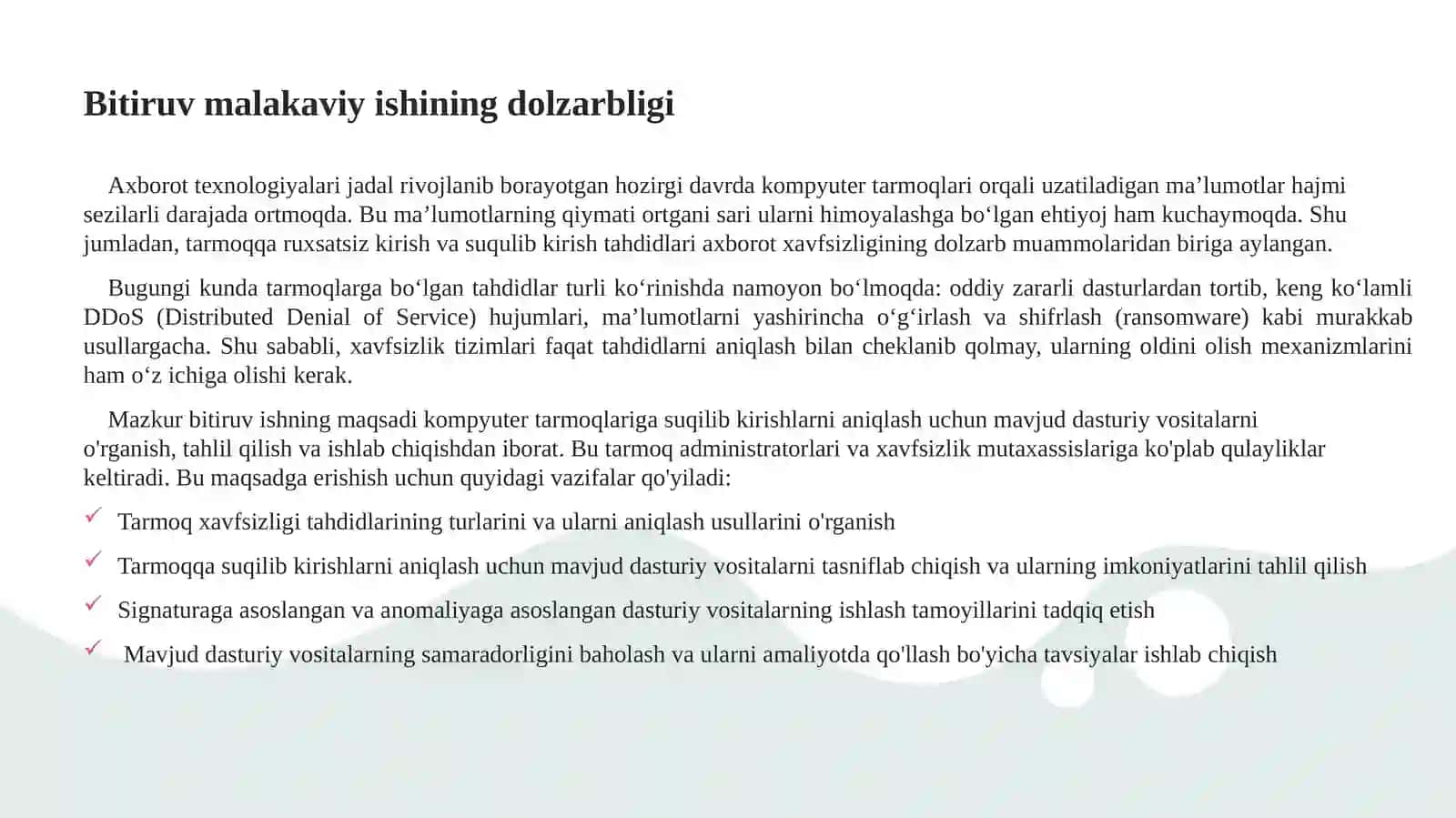 Kompyuter tarmoqlariga suqilib kirishlarni aniqlash uchun dasturiy vositalar​ 2