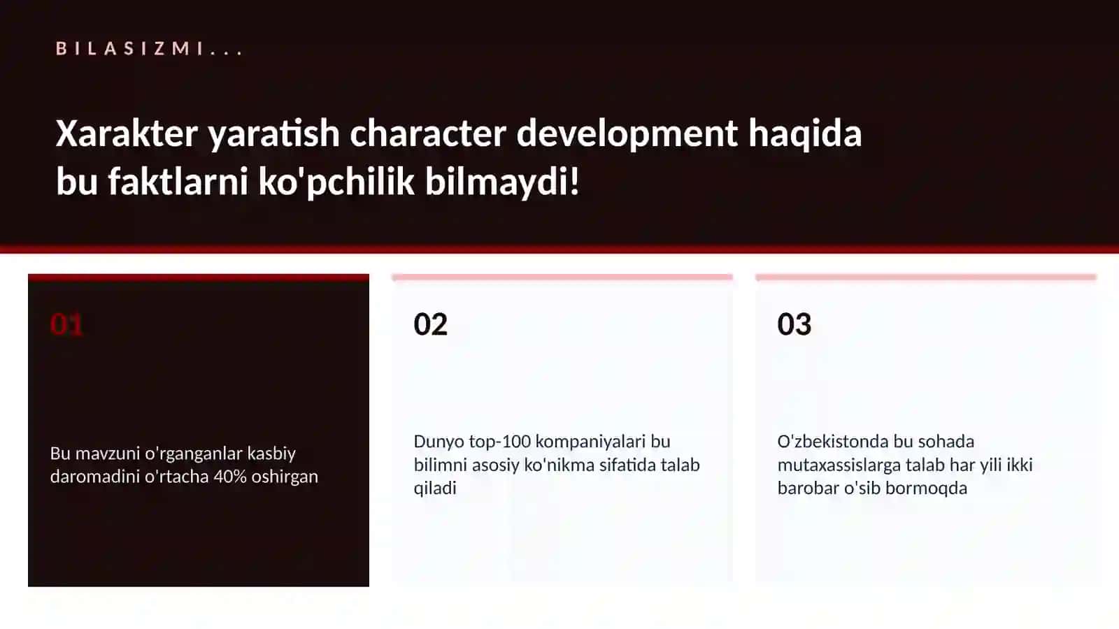Xarakter yaratish character development 2