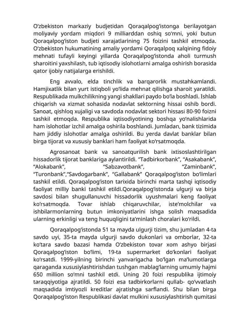 Mustaqillik yillarida Qoraqalpog‘iston Respublikasi 2