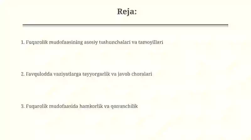 Fuqarolarni muhofaza qilish asoslari 2