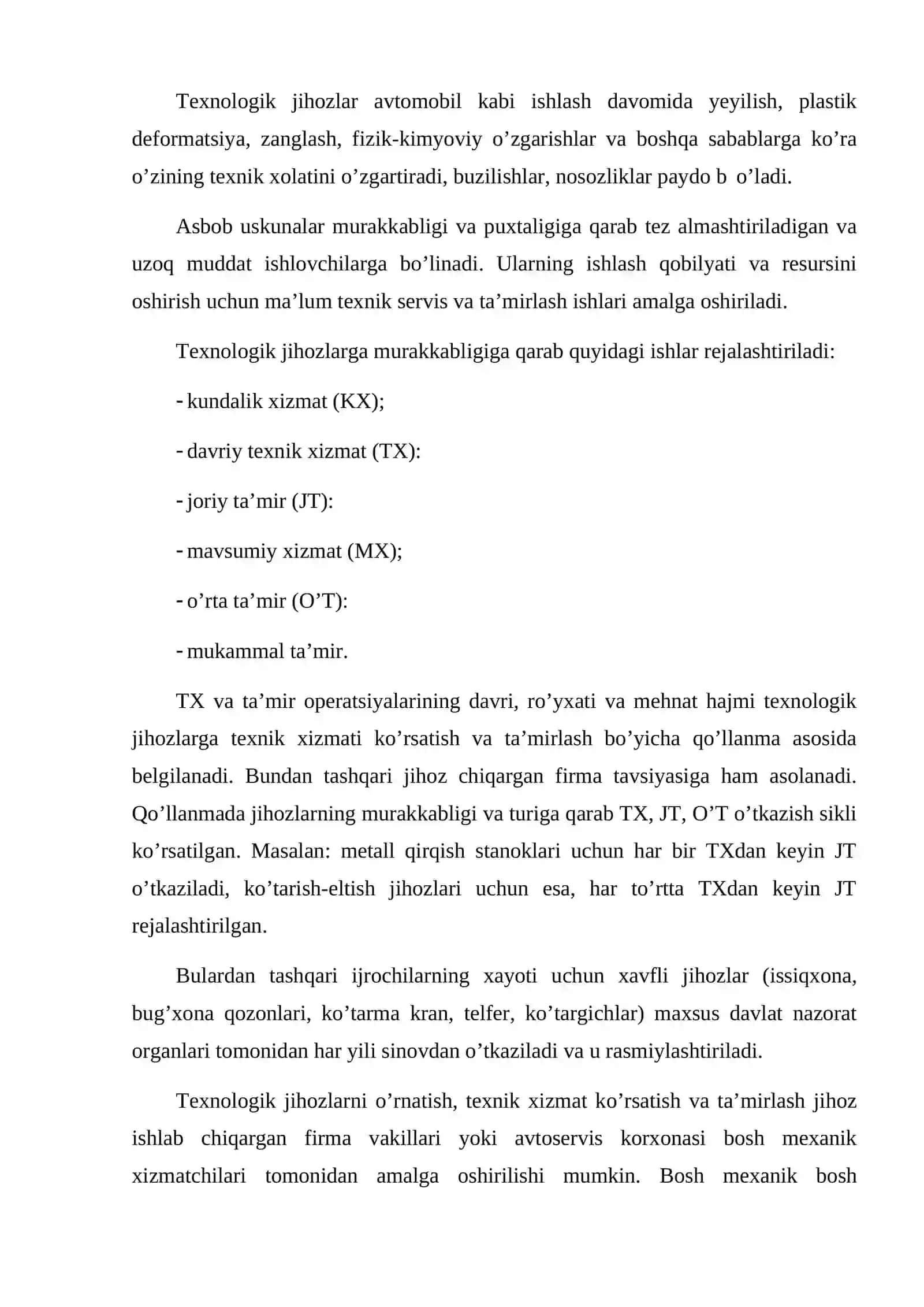 Тexnologik jihozlarga ТХ va JТ o’tkazish tizimi 2