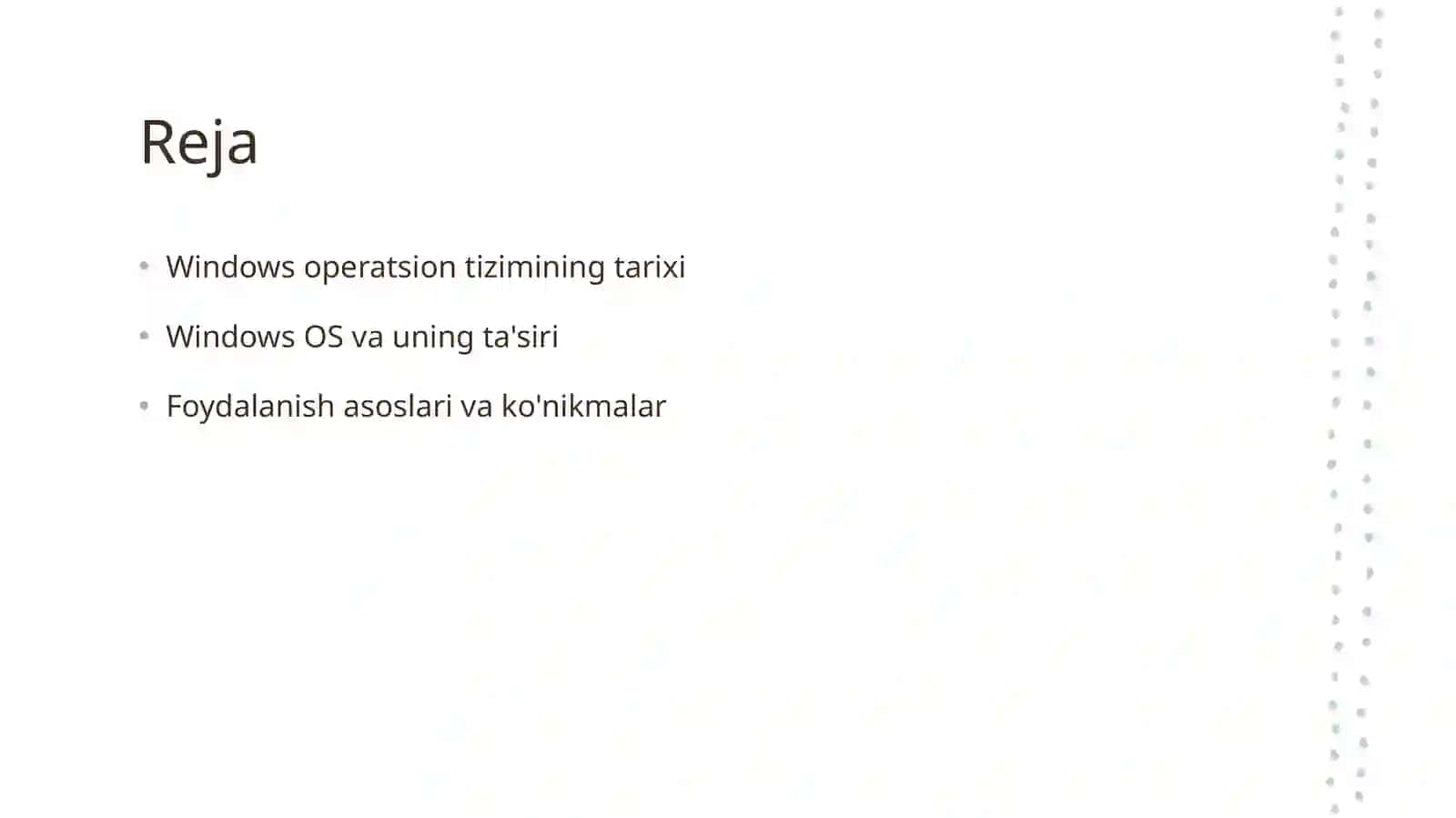 Windows operatsion tizimi tarixi Va unda ishlash asoslari 2