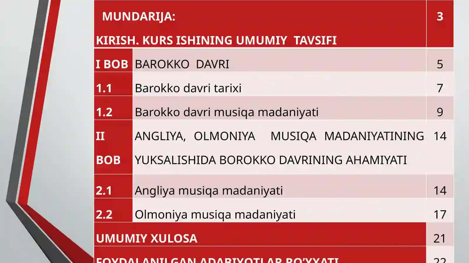 «BAROKKODAVRIDA ANGLIYA, OLMONIYA MUSIQA MADANIYATINING YUKSALISHI» 2