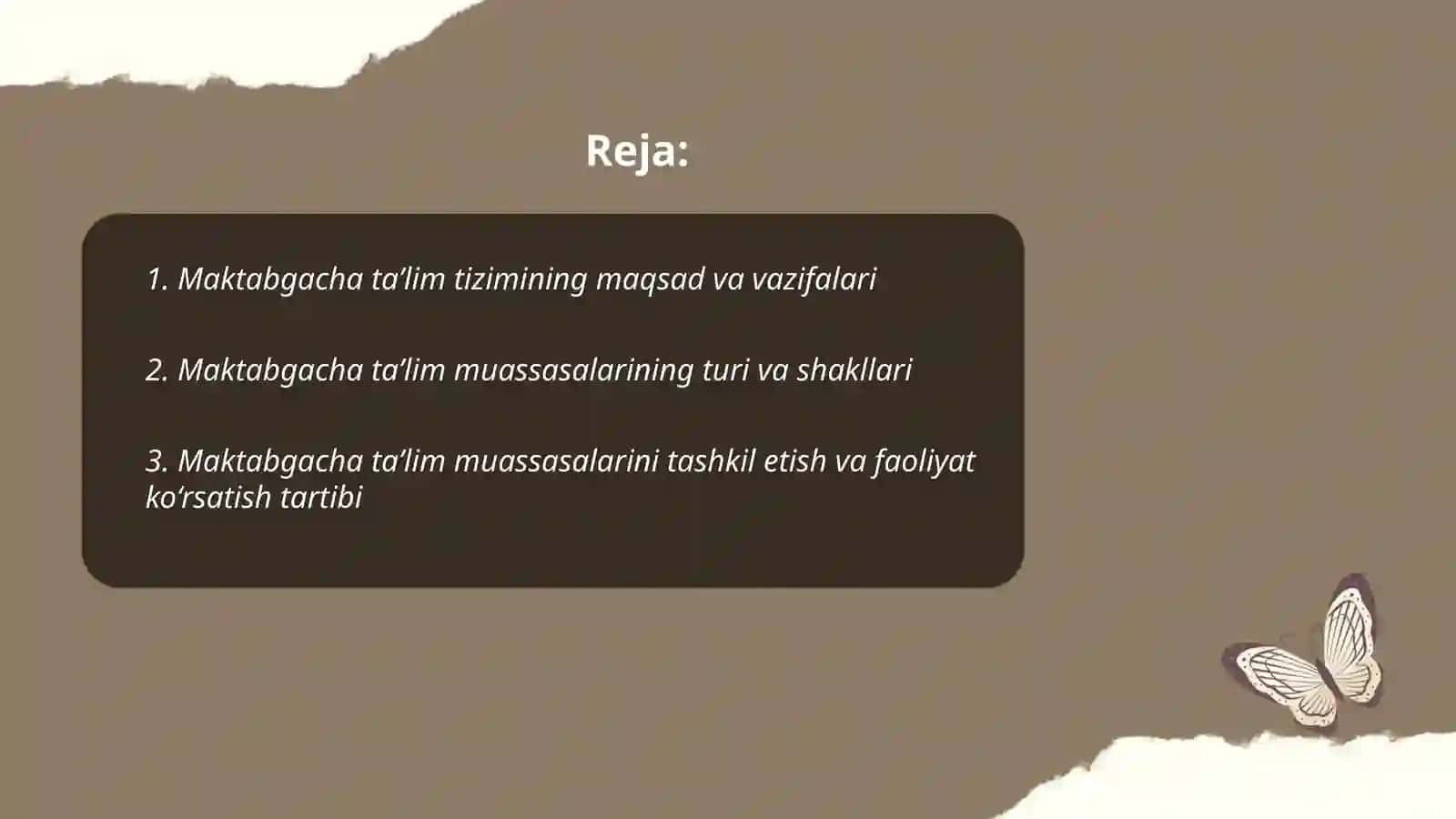 Oʻzbekiston respublikasining maktabgacha taʼlim va tarbiya toʻgʻrisidagi qonuni 2