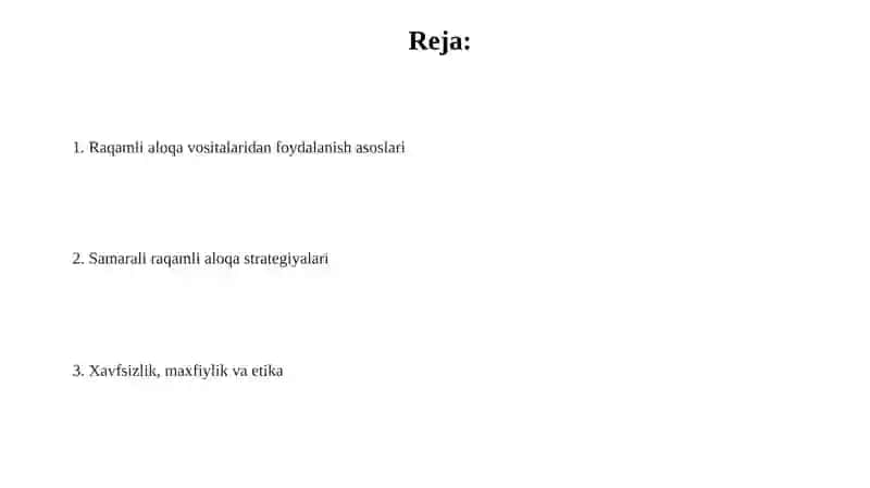Raqamli aloqa vositalari 2