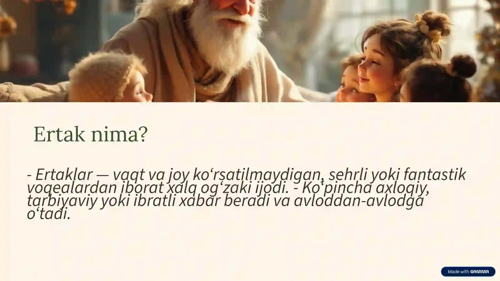 Ertaklar janr xususiyatlari 2