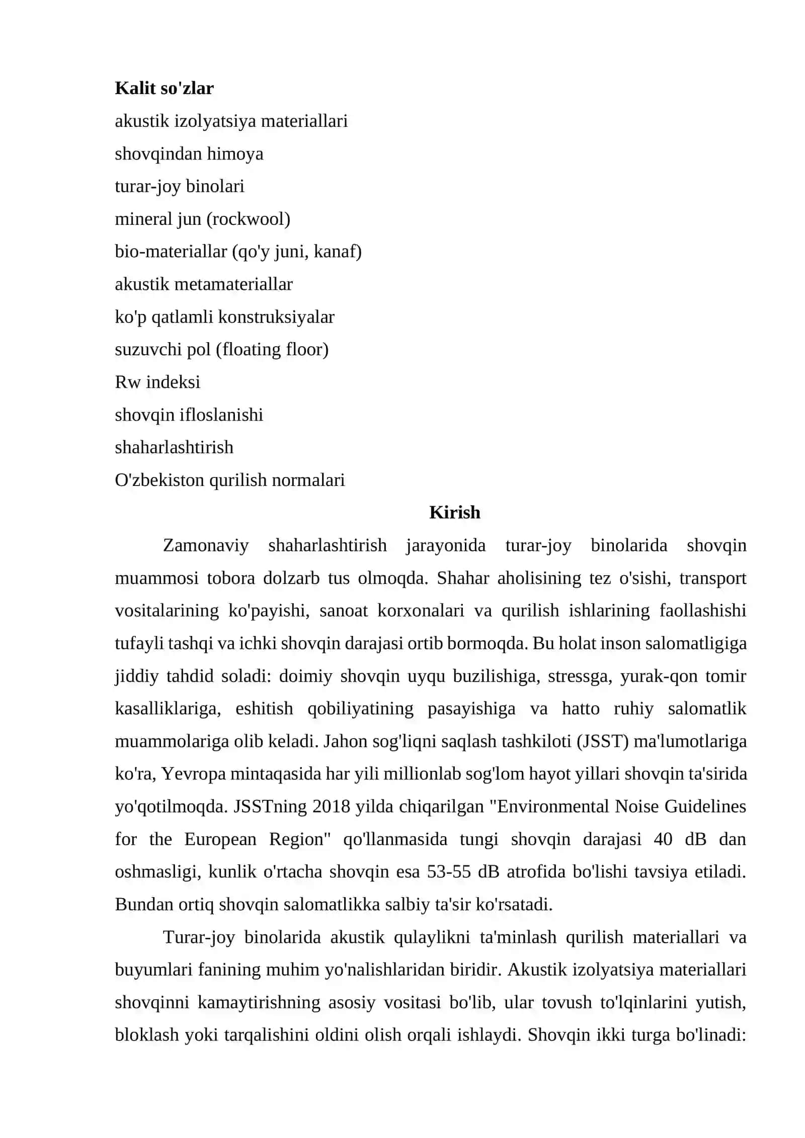 Mavzu:Turar-joy binolarida shovqindan himoya qilish uchun akustik izolyatsiya materiallari 2