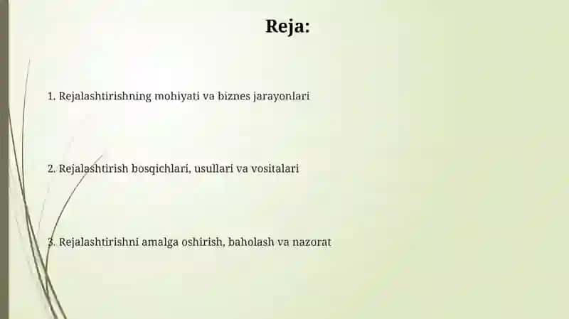 Rejalashtirishning mohiyati va biznes jarayonlari 2