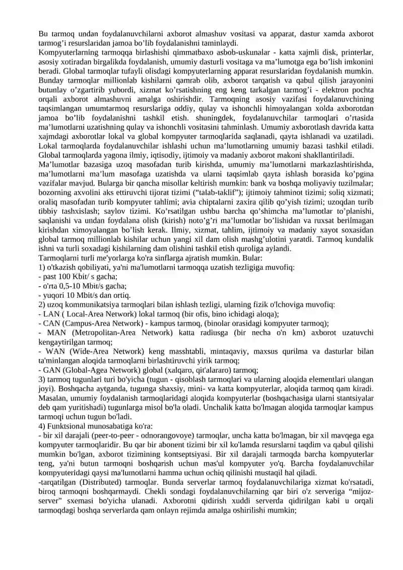 7-mavzu. Kompyuter tarmoqlari va ularning turlari 2