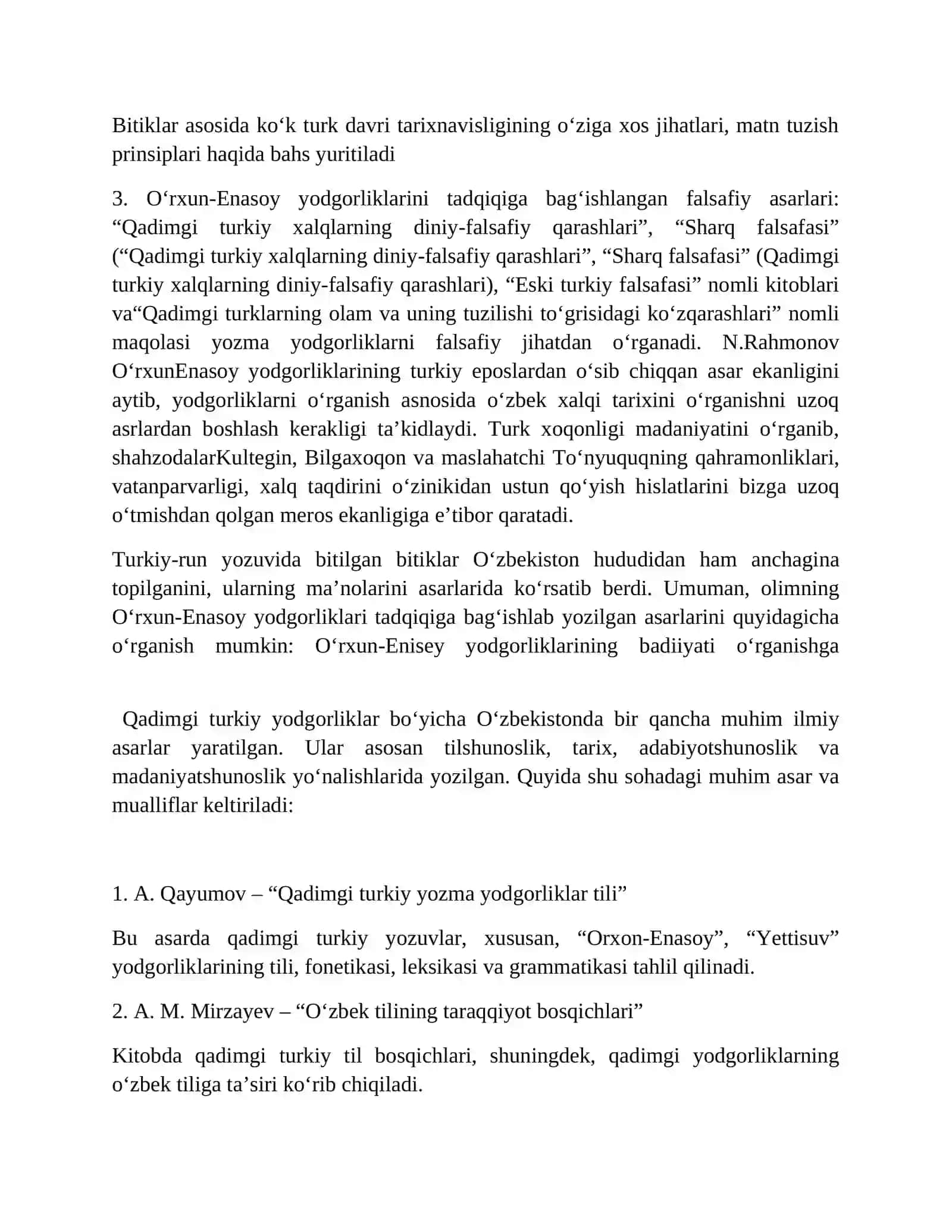 Qadimgi turkiy yodgorliklar bo‘yicha O‘zbekistonda yaratilgan ilmiy asarlarning biografisini tuzish 2